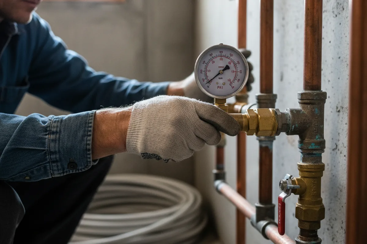 Pressure testing a repaired line during Water Line Repair in Alpine